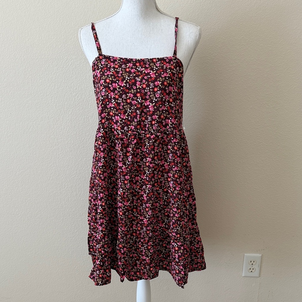 Old Navy Floral Spaghetti Strap Dress - Pink and Black